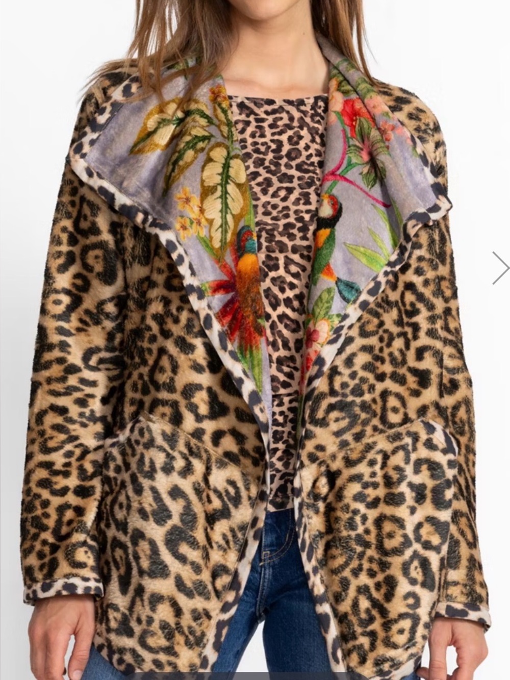 Johnny Was C48852-6 Reversible Leopard & Tropical Print Jacket NWT - Picture 1 of 6